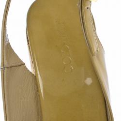 Pre Owned Jimmy Choo Beige Patent Leather Prova 120 Wedge Sandals Size 38.5