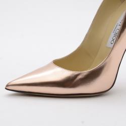 مملوكة مسبقًا Jimmy Choo Gold Agnes Mirror Leather Pointed Toe Pumps Size 37