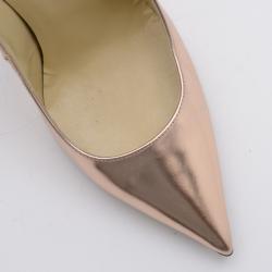 مملوكة مسبقًا Jimmy Choo Gold Agnes Mirror Leather Pointed Toe Pumps Size 37