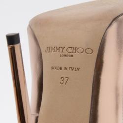 مملوكة مسبقًا Jimmy Choo Gold Agnes Mirror Leather Pointed Toe Pumps Size 37