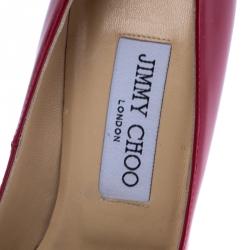 مملوكة مسبقًا Jimmy Choo Red Patent Leather Anouk Pointed Toe Pumps Size 35.5