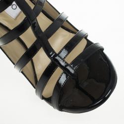 Pre Owned Jimmy Choo Black Patent Estoria Cage Sandals Size 38.5