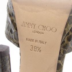 Pre Owned Jimmy Choo Brown Python Quaker Buckle Sandals Size 38.5