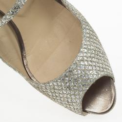 مملوكة مسبقًا Jimmy Choo Gold Glitter Mary Jane Peep Toe Pumps Size 40
