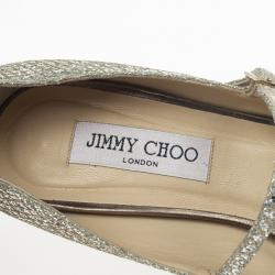 مملوكة مسبقًا Jimmy Choo Gold Glitter Mary Jane Peep Toe Pumps Size 40