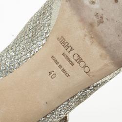 مملوكة مسبقًا Jimmy Choo Gold Glitter Mary Jane Peep Toe Pumps Size 40