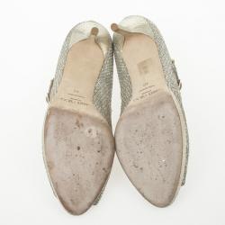 مملوكة مسبقًا Jimmy Choo Gold Glitter Mary Jane Peep Toe Pumps Size 40