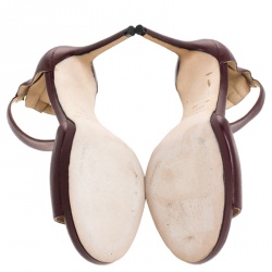 Pre Owned صندل جيمي تشو سير T لانا جلد عنابي مقاس 35