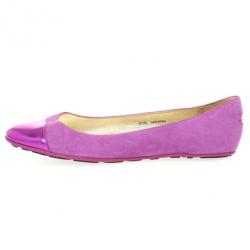 Pre Owned Jimmy Choo Purple Suede And Leather Cap Toe 'Whirl' Ballet Flats Size 40.5 