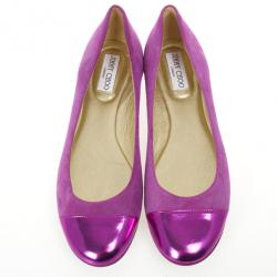 Pre Owned Jimmy Choo Purple Suede And Leather Cap Toe 'Whirl' Ballet Flats Size 40.5 