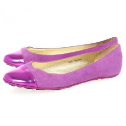 Pre Owned Jimmy Choo Purple Suede And Leather Cap Toe 'Whirl' Ballet Flats Size 40.5 