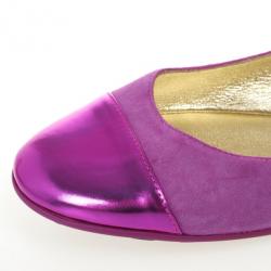 Pre Owned Jimmy Choo Purple Suede And Leather Cap Toe 'Whirl' Ballet Flats Size 40.5 