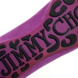 Pre Owned Jimmy Choo Purple Suede And Leather Cap Toe 'Whirl' Ballet Flats Size 40.5 