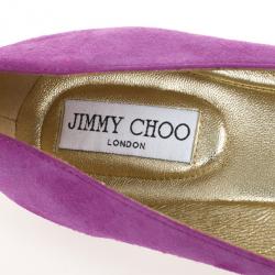Pre Owned Jimmy Choo Purple Suede And Leather Cap Toe 'Whirl' Ballet Flats Size 40.5 