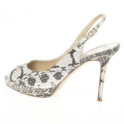 Pre Owned Jimmy Choo Snakeskin Peep Toe Nova Slingback Sandals Size 37