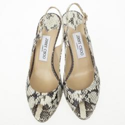 Pre Owned Jimmy Choo Snakeskin Peep Toe Nova Slingback Sandals Size 37