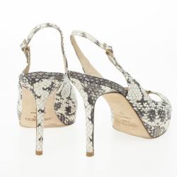 Pre Owned Jimmy Choo Snakeskin Peep Toe Nova Slingback Sandals Size 37
