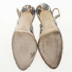 Pre Owned Jimmy Choo Snakeskin Peep Toe Nova Slingback Sandals Size 37