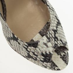 Pre Owned Jimmy Choo Snakeskin Peep Toe Nova Slingback Sandals Size 37