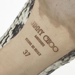 Pre Owned Jimmy Choo Snakeskin Peep Toe Nova Slingback Sandals Size 37