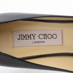 Pre Owned Jimmy Choo Black Patent Leather Comet Peep Toe Pumps Size 36
