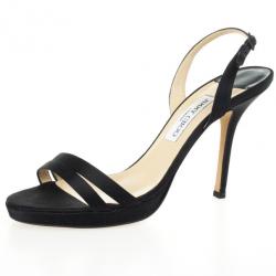 Pre Owned Jimmy Choo Black Satin Slingback Jag Sandals Size 41