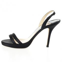 Pre Owned Jimmy Choo Black Satin Slingback Jag Sandals Size 41