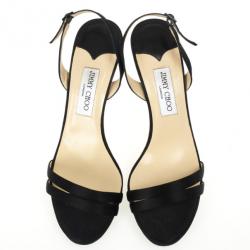 Pre Owned Jimmy Choo Black Satin Slingback Jag Sandals Size 41