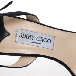 Pre Owned Jimmy Choo Black Satin Slingback Jag Sandals Size 41