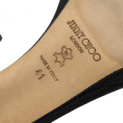 Pre Owned Jimmy Choo Black Satin Slingback Jag Sandals Size 41