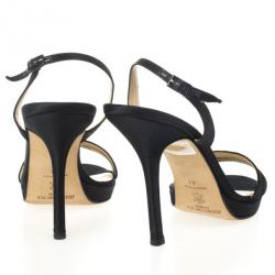 Pre Owned Jimmy Choo Black Satin Slingback Jag Sandals Size 41