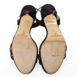 Pre Owned Jimmy Choo Black Satin Slingback Jag Sandals Size 41