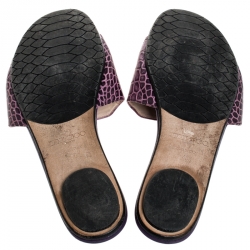 مملوكة مسبقًا Jimmy Choo Purple Croc Embossed Leather Nanda Flat Slides Size 40