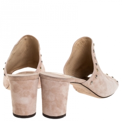 Pre Owned Jimmy Choo Beige Suede Leather Myla 65 Mules Size 40