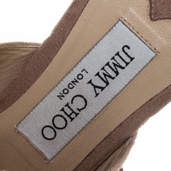 Pre Owned Jimmy Choo Beige Suede Leather Myla 65 Mules Size 40