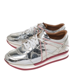 Pre Owned Jimmy Choo Metallic Gold Foil Leather London Sneakers Size 40