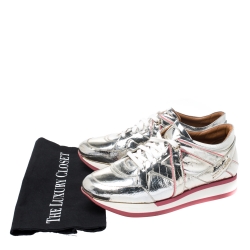 Pre Owned Jimmy Choo Metallic Gold Foil Leather London Sneakers Size 40