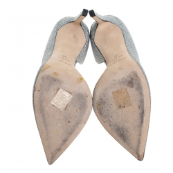 Pre Owned Jimmy Choo Silver Glitter Fabric Sophia D'orsay Pointed Toe Pumps Size 38