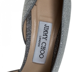 Pre Owned Jimmy Choo Silver Glitter Fabric Sophia D'orsay Pointed Toe Pumps Size 38
