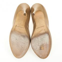 Pre Owned Jimmy Choo Nude Leather ‘Quiet’ Peep Toe Platform Pumps Size 37