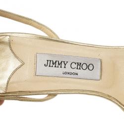 مملوكة مسبقًا صندل بحزام للكاحل جيمي تشو ذهبي مقاس 39