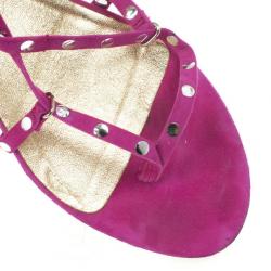 Pre Owned Jimmy Choo Pink Suede Strappy Studded Flat Sandals Size 39