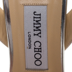 Pre Owned Jimmy Choo Silver Leather India Slingback Sandal Size 39