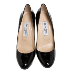 Pre Owned Jimmy Choo Black Patent Leather Georgia Round Toe Pumps Size 39