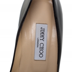Pre Owned Jimmy Choo Black Patent Leather Georgia Round Toe Pumps Size 39