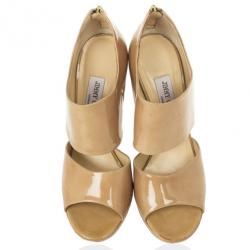 Pre Owned Jimmy Choo Nude Patent Leather ‘Private’ Sandals Size 40