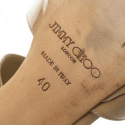 Pre Owned Jimmy Choo Nude Patent Leather ‘Private’ Sandals Size 40