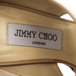 Pre Owned Jimmy Choo Nude Patent Leather ‘Private’ Sandals Size 40