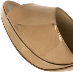 Pre Owned Jimmy Choo Nude Patent Leather ‘Private’ Sandals Size 40