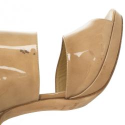 Pre Owned Jimmy Choo Nude Patent Leather ‘Private’ Sandals Size 40